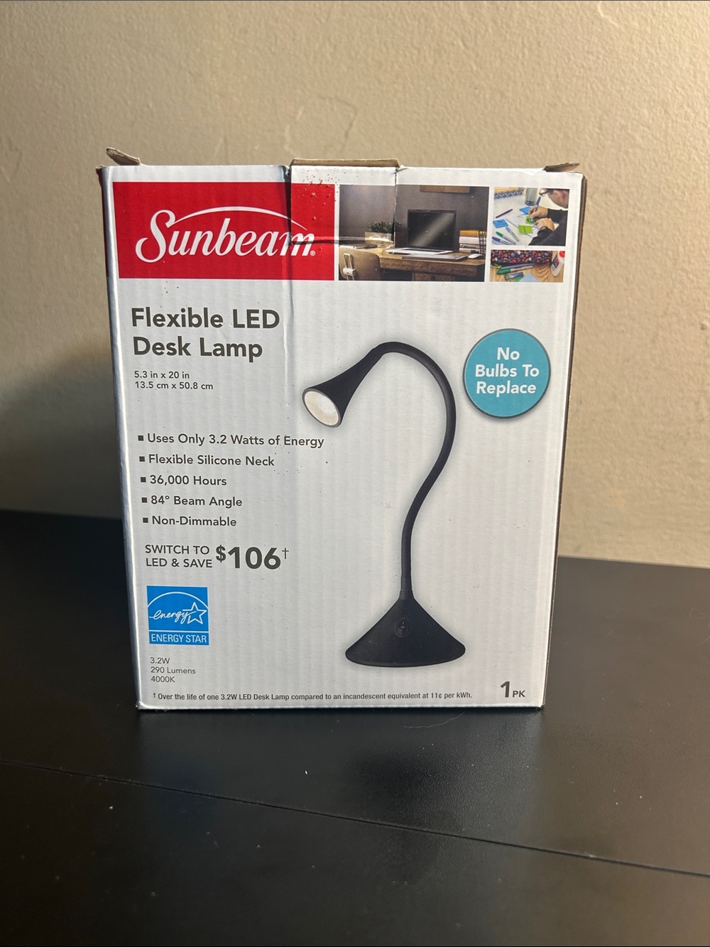 Sunbeam Flexible LED Desk Lamp New in Box.